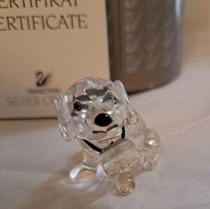 Swarovski St Bernard puppy with  barrel in original box and COA excellent